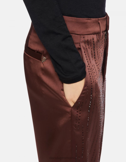 femei pantaloni largi din satin micaela V84D191 îmbrăcăminte cioccolato DONDUP