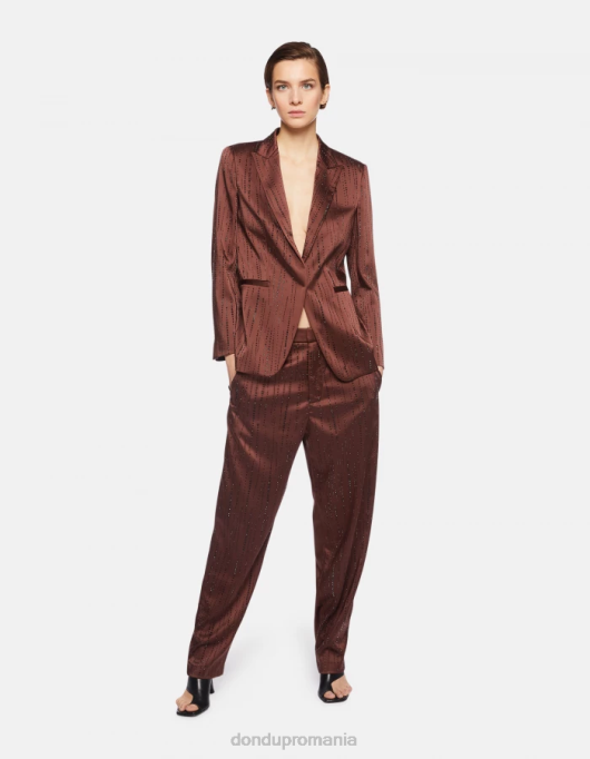 femei pantaloni largi din satin micaela V84D191 îmbrăcăminte cioccolato DONDUP