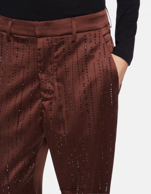 femei pantaloni largi din satin micaela V84D191 îmbrăcăminte cioccolato DONDUP