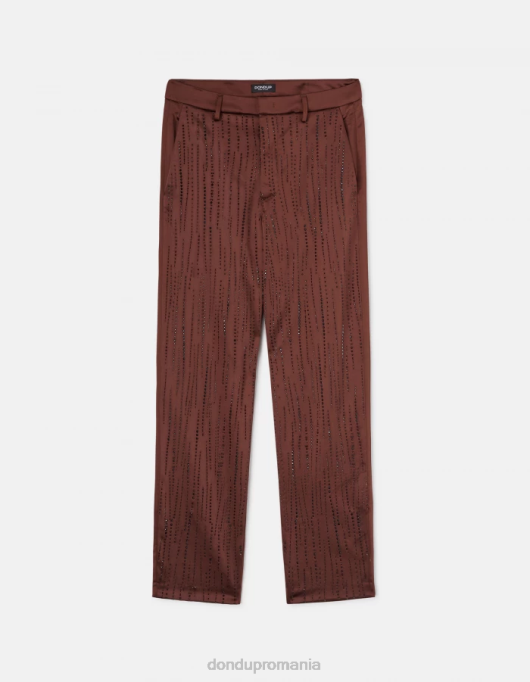 femei pantaloni largi din satin micaela V84D191 îmbrăcăminte cioccolato DONDUP