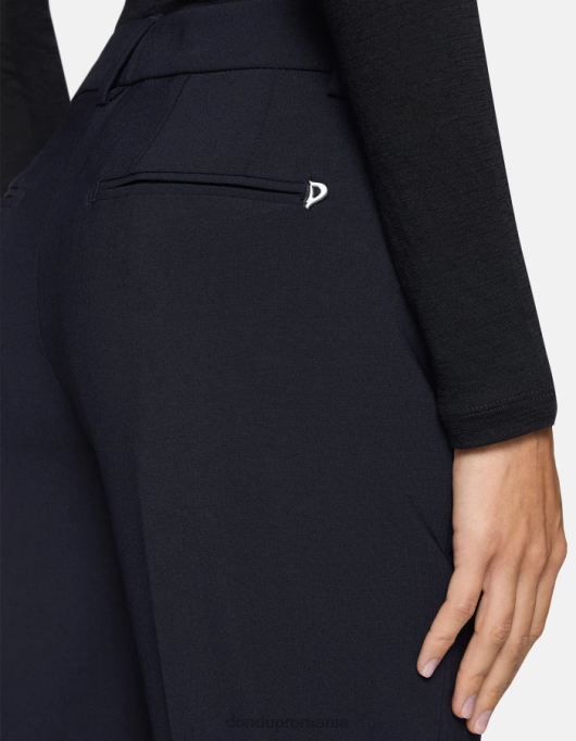 femei pantaloni meli de lână de 30 de inci V84D241 îmbrăcăminte albastru marin DONDUP