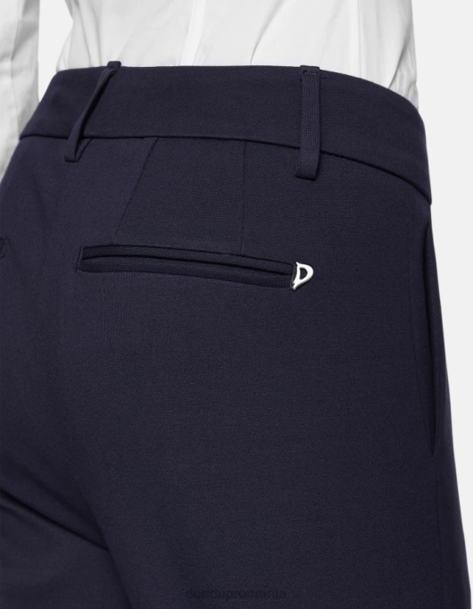 femei pantaloni meli din jerseu lejer V84D220 îmbrăcăminte albastru inchis DONDUP