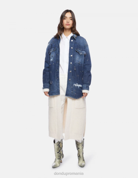 femei pantaloni tăiați din satin meli V84D224 îmbrăcăminte alabastru DONDUP