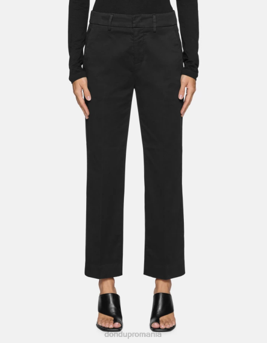 femei pantaloni tăiați din satin meli V84D225 îmbrăcăminte negru DONDUP