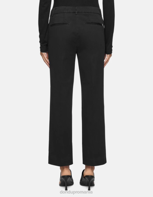 femei pantaloni tăiați din satin meli V84D225 îmbrăcăminte negru DONDUP