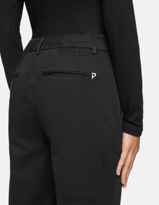 femei pantaloni tăiați din satin meli V84D225 îmbrăcăminte negru DONDUP