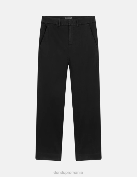 femei pantaloni tăiați din satin meli V84D225 îmbrăcăminte negru DONDUP
