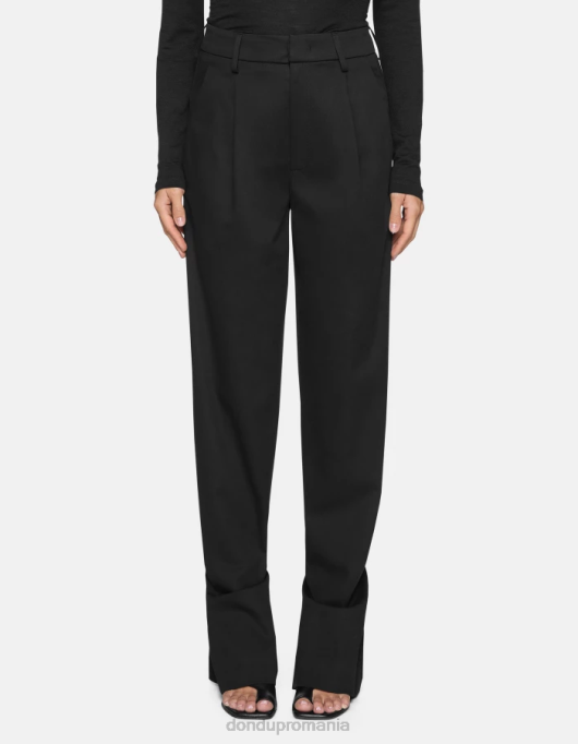 femei tru pantaloni largi din bumbac V84D215 îmbrăcăminte negru DONDUP