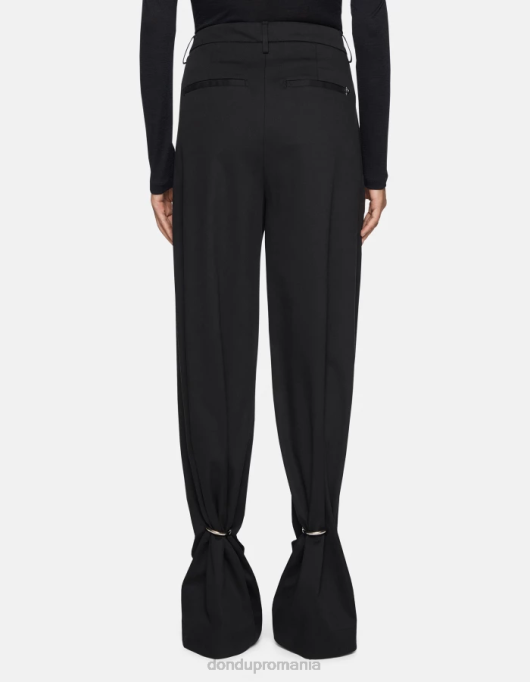 femei tru pantaloni largi din bumbac V84D215 îmbrăcăminte negru DONDUP