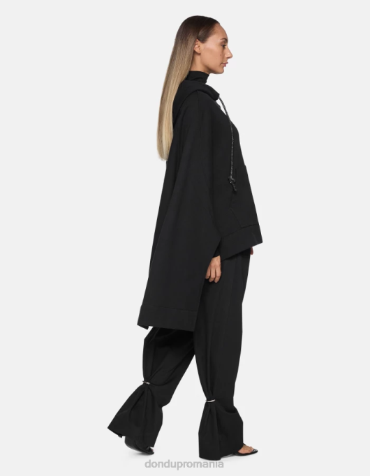 femei tru pantaloni largi din bumbac V84D215 îmbrăcăminte negru DONDUP