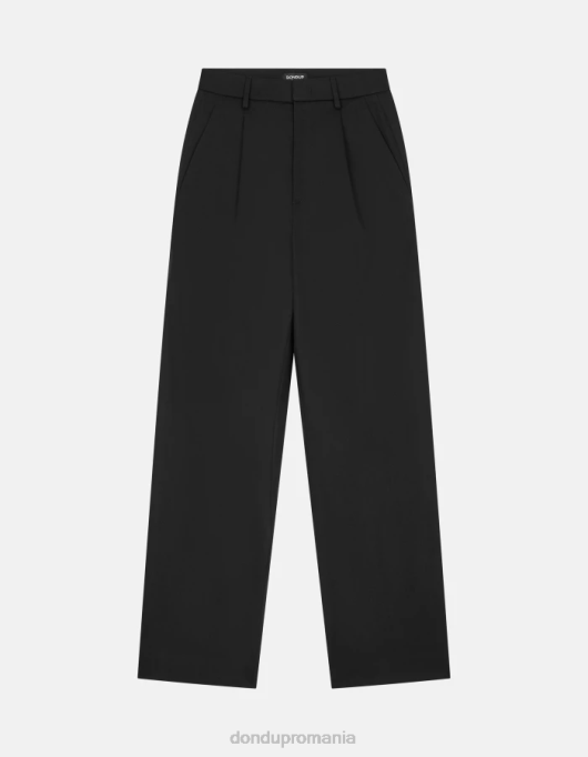 femei tru pantaloni largi din bumbac V84D215 îmbrăcăminte negru DONDUP