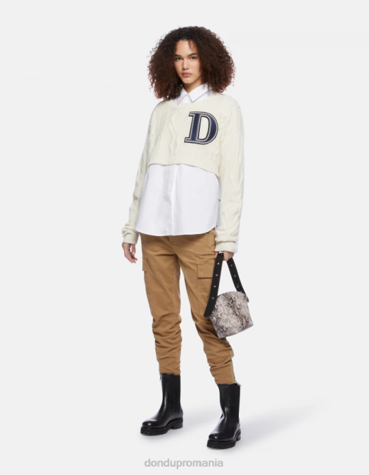 femei pantaloni cargo din bumbac eve V84D162 îmbrăcăminte nisip DONDUP