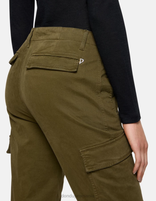femei pantaloni cargo din bumbac eve V84D163 îmbrăcăminte verde armată DONDUP