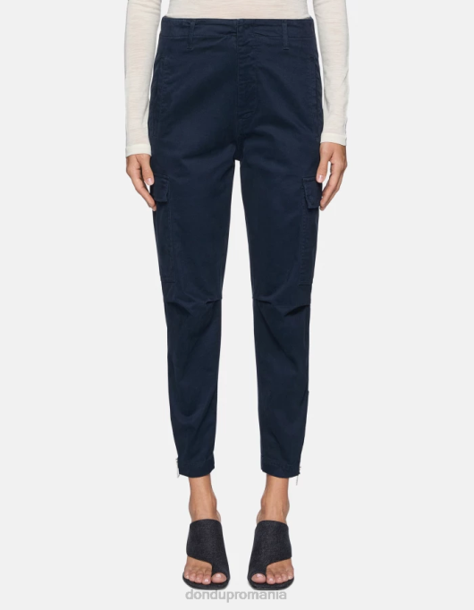 femei pantaloni cargo din bumbac eve V84D164 îmbrăcăminte albastru marin DONDUP