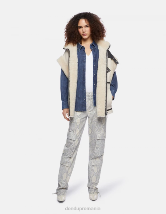 femei pantaloni largi din bumbac imprimat tori V84D119 îmbrăcăminte natural DONDUP