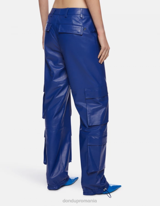 femei pantaloni largi din piele nappa tori V84D197 îmbrăcăminte albastru regal DONDUP