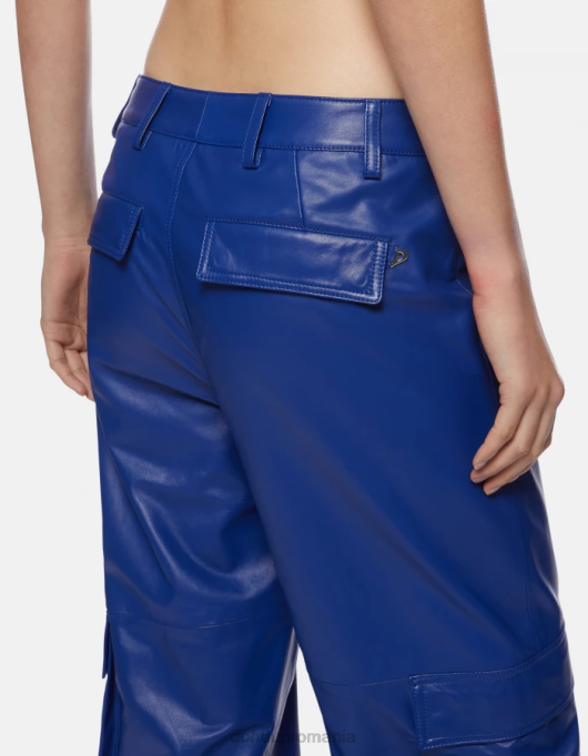 femei pantaloni largi din piele nappa tori V84D197 îmbrăcăminte albastru regal DONDUP