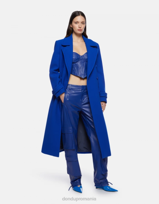 femei pantaloni largi din piele nappa tori V84D197 îmbrăcăminte albastru regal DONDUP
