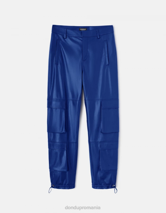 femei pantaloni largi din piele nappa tori V84D197 îmbrăcăminte albastru regal DONDUP