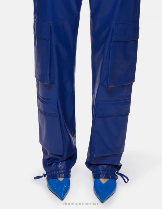 femei pantaloni largi din piele nappa tori V84D197 îmbrăcăminte albastru regal DONDUP