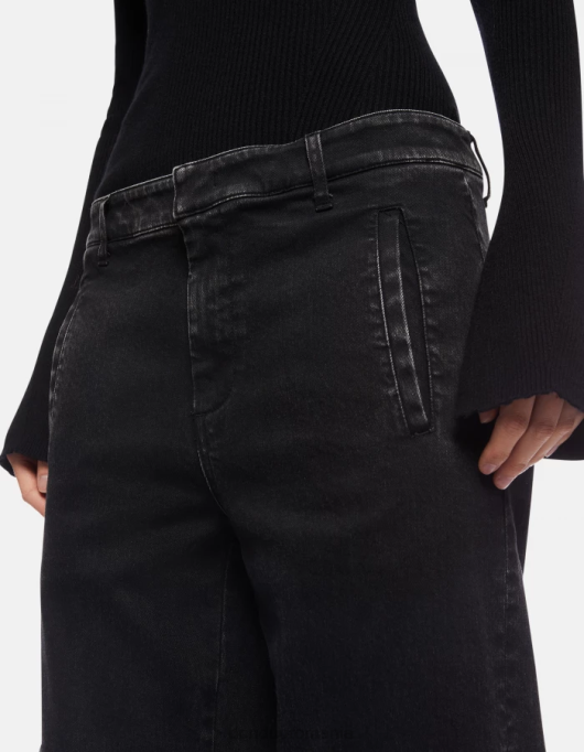femei pantaloni tori din denim elastic, loose-fit V84D130 îmbrăcăminte negru DONDUP