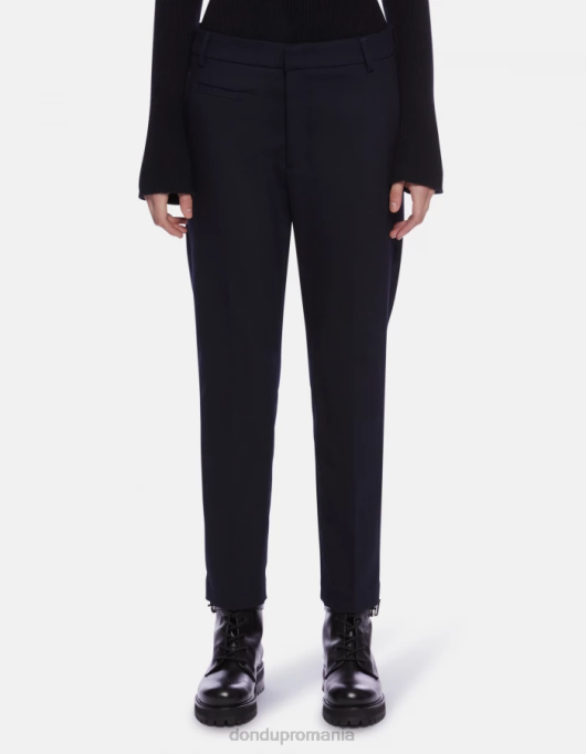 femei Pantaloni de 27 inchi din amestec de lână ariel morcov V84D145 îmbrăcăminte albastru marin DONDUP
