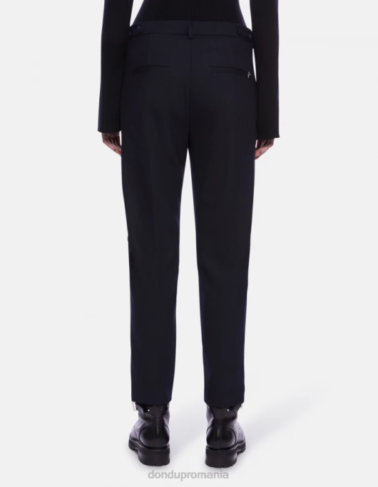 femei Pantaloni de 27 inchi din amestec de lână ariel morcov V84D145 îmbrăcăminte albastru marin DONDUP
