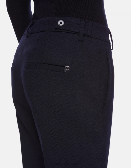 femei Pantaloni de 27 inchi din amestec de lână ariel morcov V84D145 îmbrăcăminte albastru marin DONDUP