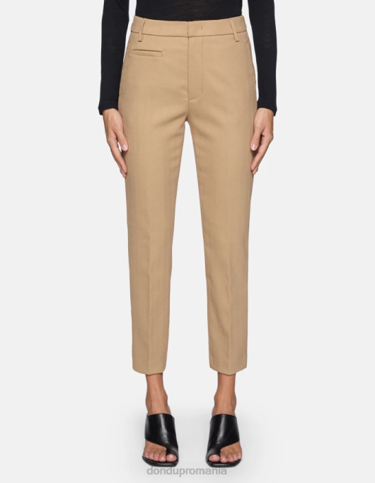 femei Pantaloni de 27 inchi din amestec de lână ariel morcov V84D146 îmbrăcăminte bej DONDUP
