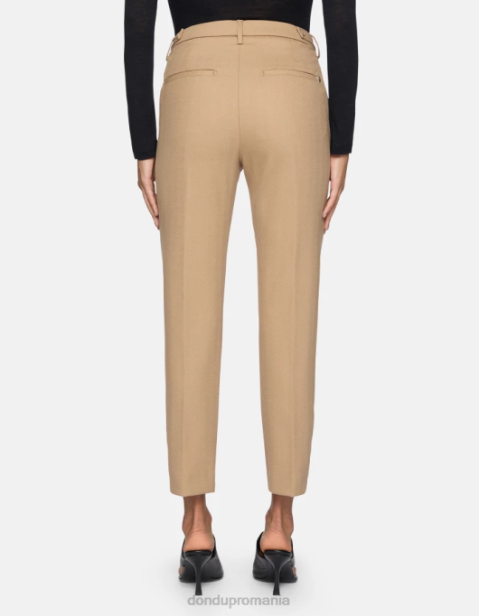 femei Pantaloni de 27 inchi din amestec de lână ariel morcov V84D146 îmbrăcăminte bej DONDUP