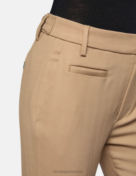 femei Pantaloni de 27 inchi din amestec de lână ariel morcov V84D146 îmbrăcăminte bej DONDUP