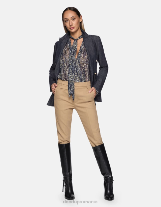 femei Pantaloni de 27 inchi din amestec de lână ariel morcov V84D146 îmbrăcăminte bej DONDUP