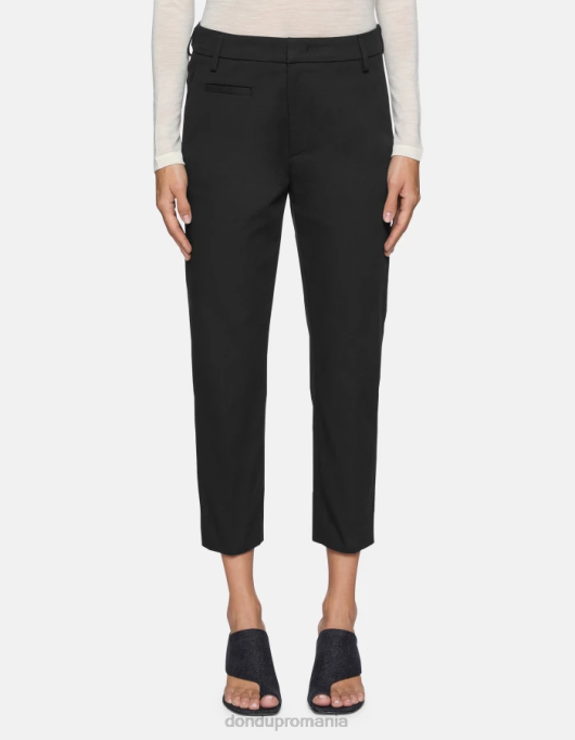 femei pantaloni ariel din bumbac morcov V84D200 îmbrăcăminte negru DONDUP