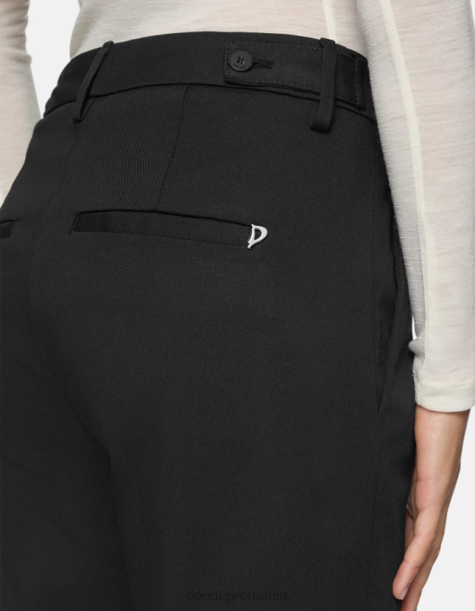 femei pantaloni ariel din bumbac morcov V84D200 îmbrăcăminte negru DONDUP