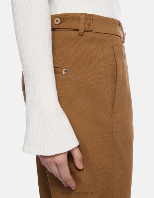 femei pantaloni ariel din bumbac morcov V84D201 îmbrăcăminte kaki DONDUP