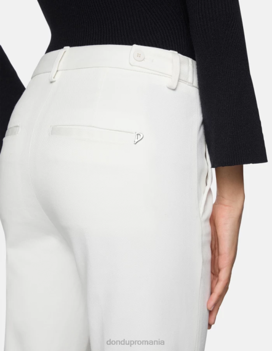 femei pantaloni ariel din bumbac morcov V84D202 îmbrăcăminte alb DONDUP