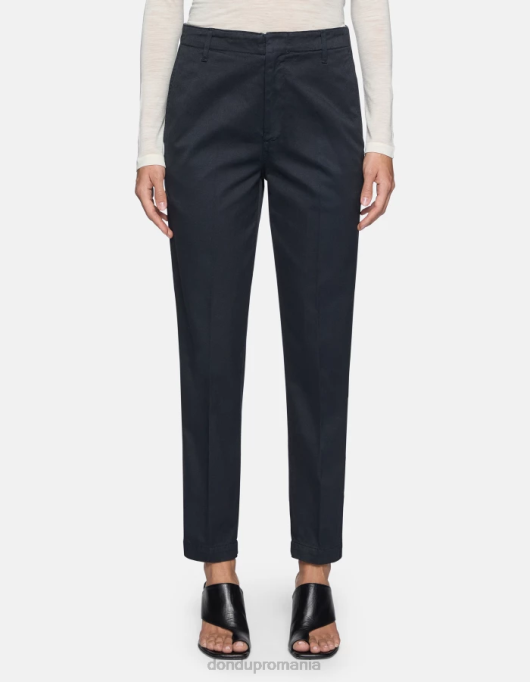 femei pantaloni janis din bumbac cu fiti morcovi V84D128 îmbrăcăminte albastru marin DONDUP