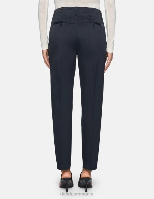 femei pantaloni janis din bumbac cu fiti morcovi V84D128 îmbrăcăminte albastru marin DONDUP