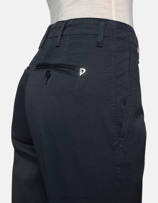 femei pantaloni janis din bumbac cu fiti morcovi V84D128 îmbrăcăminte albastru marin DONDUP