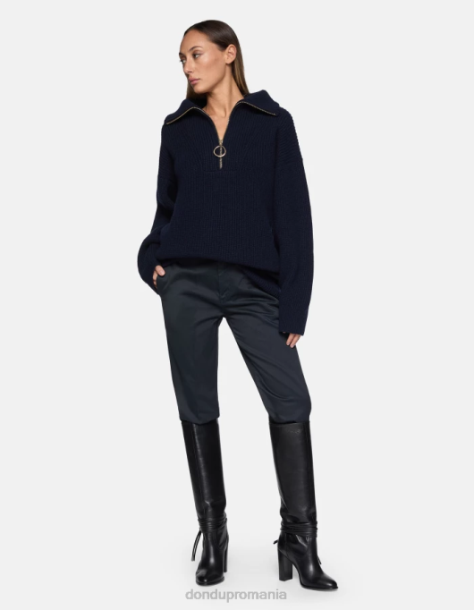 femei pantaloni janis din bumbac cu fiti morcovi V84D128 îmbrăcăminte albastru marin DONDUP