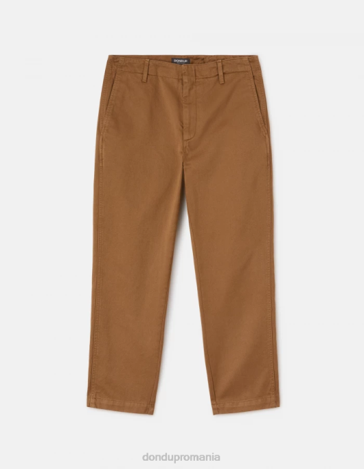 femei pantaloni janis din bumbac cu fiti morcovi V84D129 îmbrăcăminte kaki DONDUP