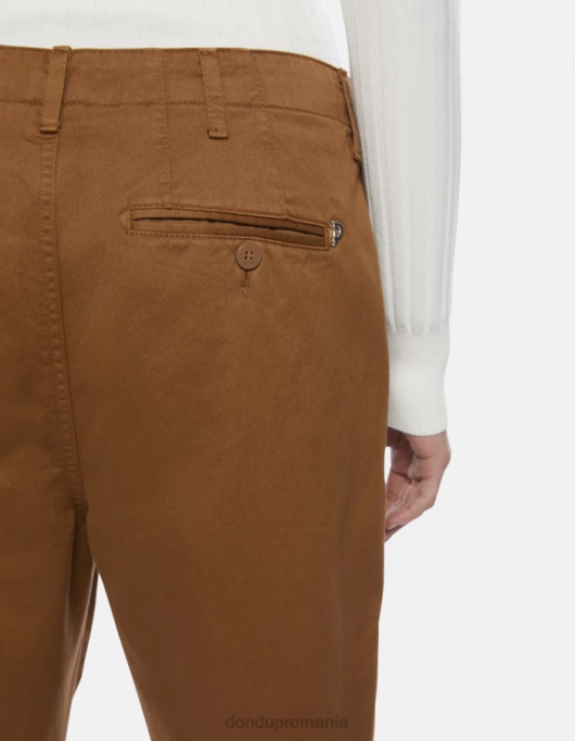 femei pantaloni janis din bumbac cu fiti morcovi V84D129 îmbrăcăminte kaki DONDUP