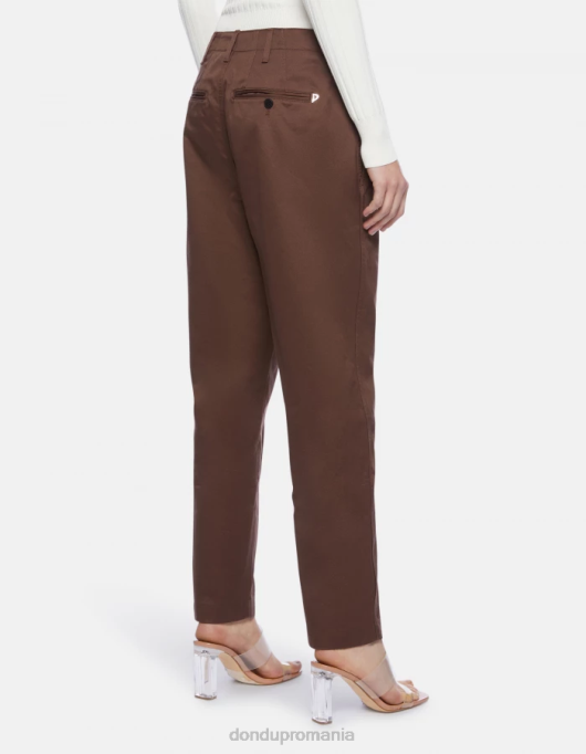 femei pantaloni janis din bumbac cu fiti morcovi V84D159 îmbrăcăminte maro DONDUP