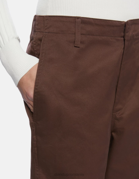 femei pantaloni janis din bumbac cu fiti morcovi V84D159 îmbrăcăminte maro DONDUP