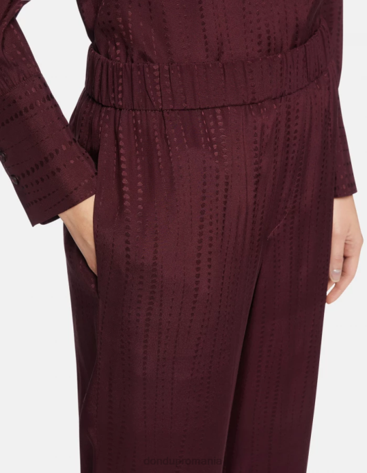 femei pantaloni grace din amestec de mătase în stil pijama V84D211 îmbrăcăminte prugna DONDUP