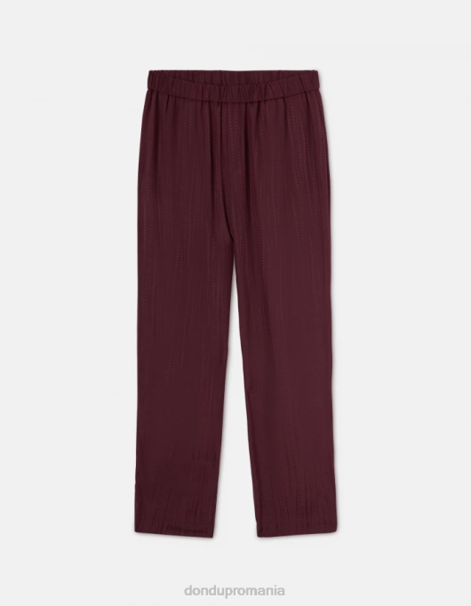 femei pantaloni grace din amestec de mătase în stil pijama V84D211 îmbrăcăminte prugna DONDUP