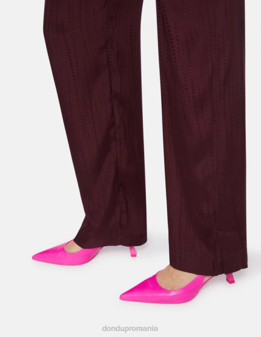 femei pantaloni grace din amestec de mătase în stil pijama V84D211 îmbrăcăminte prugna DONDUP