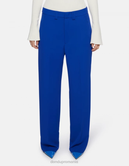 femei pantaloni joan din gabardină cu picioare largi V84D147 îmbrăcăminte albastru regal DONDUP