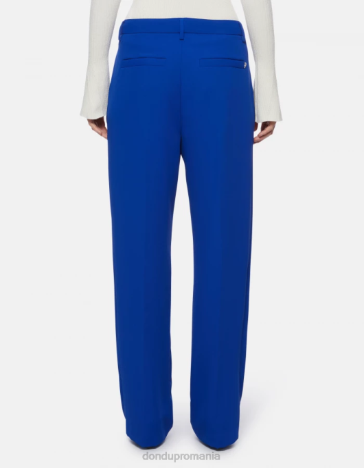 femei pantaloni joan din gabardină cu picioare largi V84D147 îmbrăcăminte albastru regal DONDUP