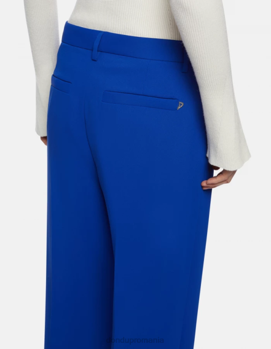 femei pantaloni joan din gabardină cu picioare largi V84D147 îmbrăcăminte albastru regal DONDUP